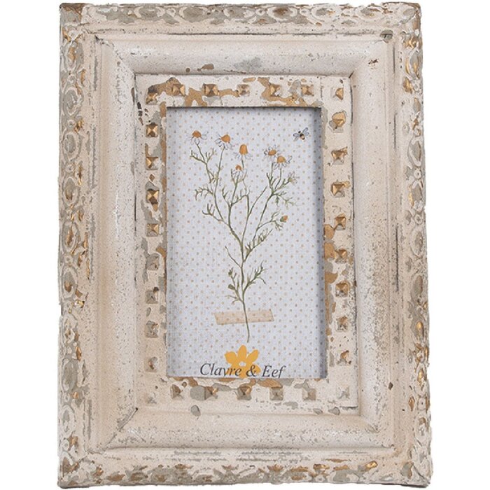 Clayre & Eef Cadru foto Bej Fier Sticlă Vintage 10x15 cm