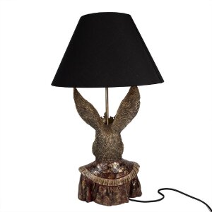 Clayre & Eef 5LMC0033 Lampă de masă iepuraș cu coroană negru/maro 37x61 cm