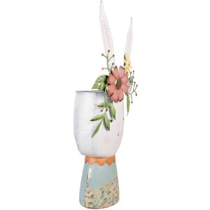Clayre & Eef 5Y1213 Deko-Hase mit Blumen Weiß Bunt 29x19x62 cm