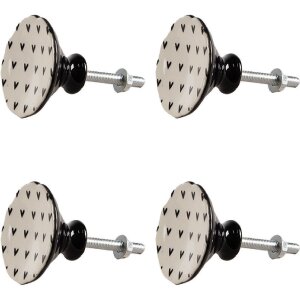 Clayre & Eef 65290 Mâner de ușă alb negru model...