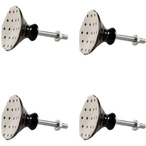 Clayre & Eef 65291 Türknopf Sternenmuster Weiß Schwarz Ø 4x3/6 cm