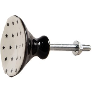 Clayre & Eef 65291 Türknopf Sternenmuster Weiß Schwarz Ø 4x3/6 cm