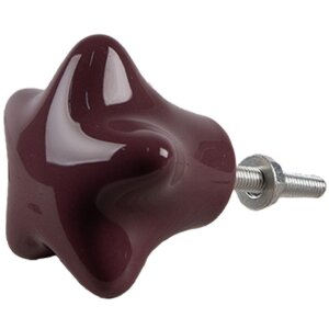 Clayre & Eef 65292 Buton de ușă stea Bordeaux Ø 4x3/6 cm