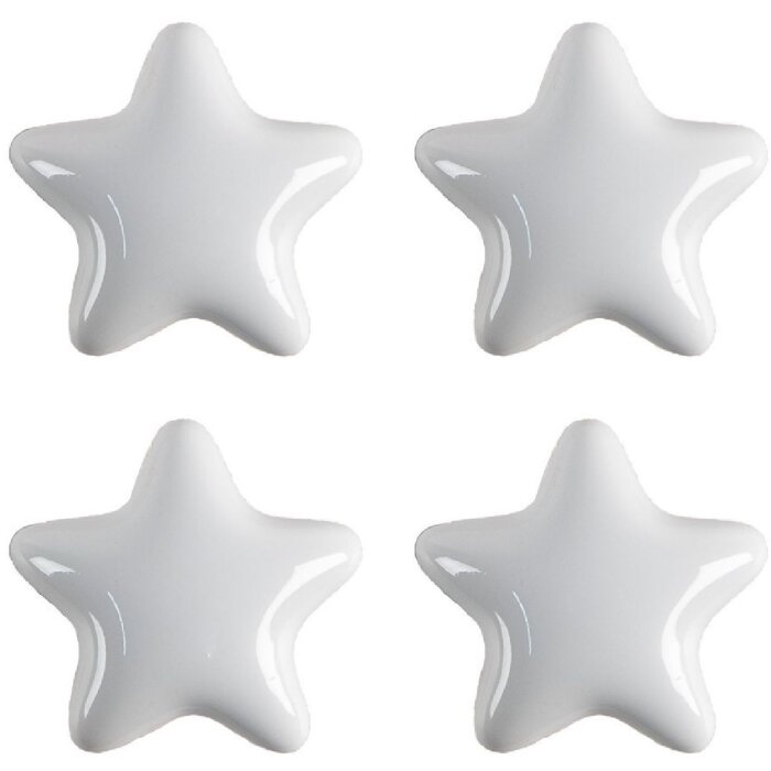 Clayre & Eef 65296 Buton de ușă în formă de stea alb Ø 4x3/6 cm