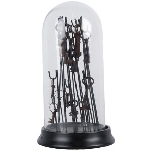 Clayre & Eef 65463 Borcan clopot din sticlă cu decor negru Ø 18x36 cm