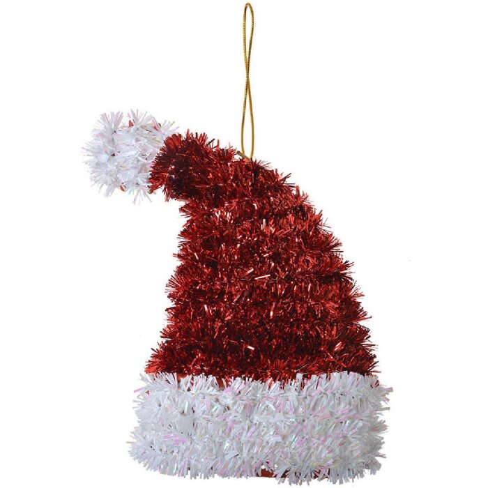 Clayre & Eef 65478 Pălărie de Crăciun decorată roșu alb 9x5x13 cm