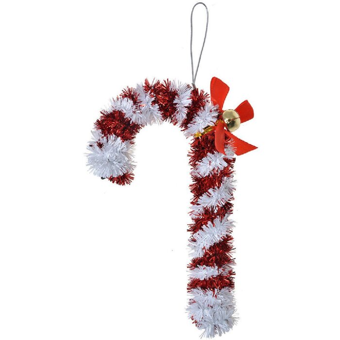 Clayre & Eef 65479 Weihnachtsdekoration Anhänger Zuckerstange 9x2x16 cm rot-weiß