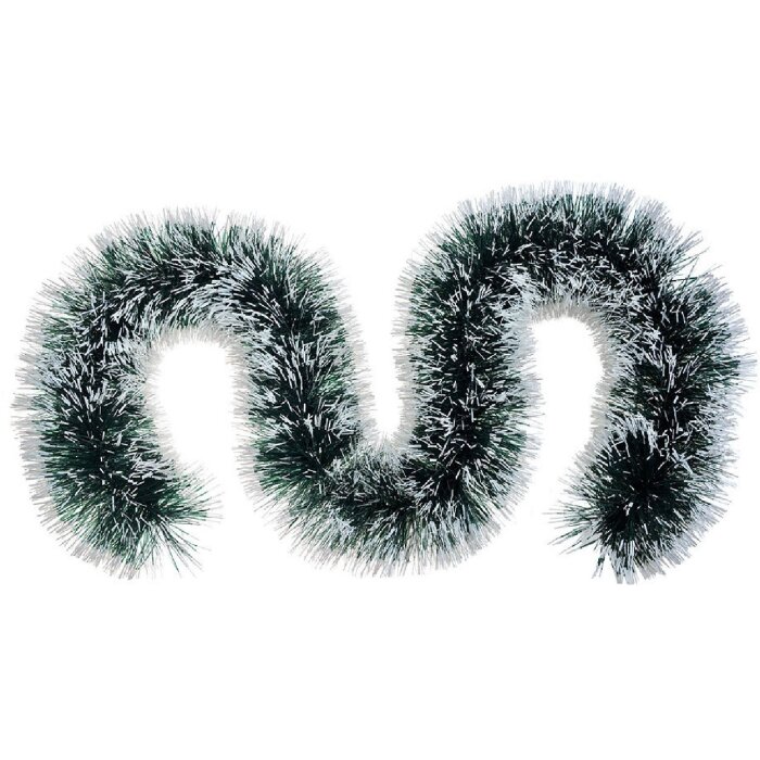 Clayre & Eef 65527 Ghirlandă de Crăciun verde-alb 200 cm decor