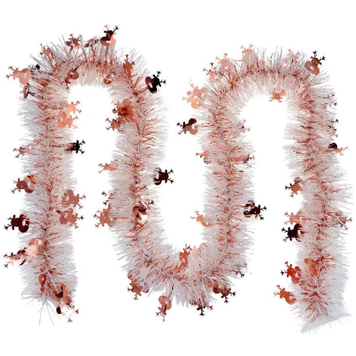 Clayre & Eef 65559 Weihnachtsgirlande Dekoration Weiß Kupfer 200 cm