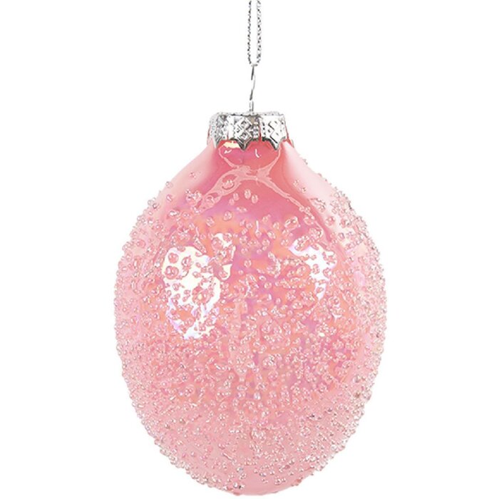 Clayre & Eef 6GL4457 Pandantiv de Paște Ou Roz Sticlă Ø 6x9 cm
