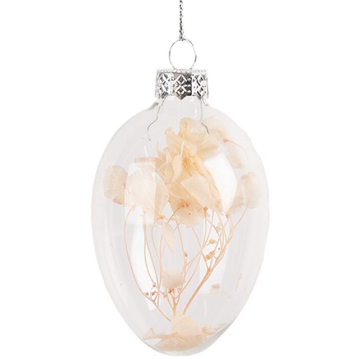 Clayre & Eef 6GL4465 Agățător decorativ ouă flori de sticlă Ø 5x8 cm