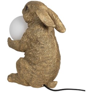 Clayre & Eef 6LMP790 Tischlampe Hase Gold G9 max 60W 27x19x35 cm