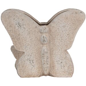 Clayre & Eef 6TE0514 Blumentopf Schmetterling Beige 24x10x19 cm