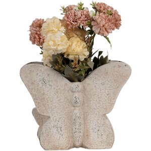 Clayre & Eef 6TE0514 Blumentopf Schmetterling Beige 24x10x19 cm