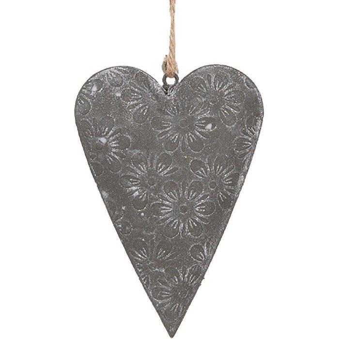 Clayre & Eef 6Y5569S Dekoration hängendes Herz Grau 11x2x8 cm