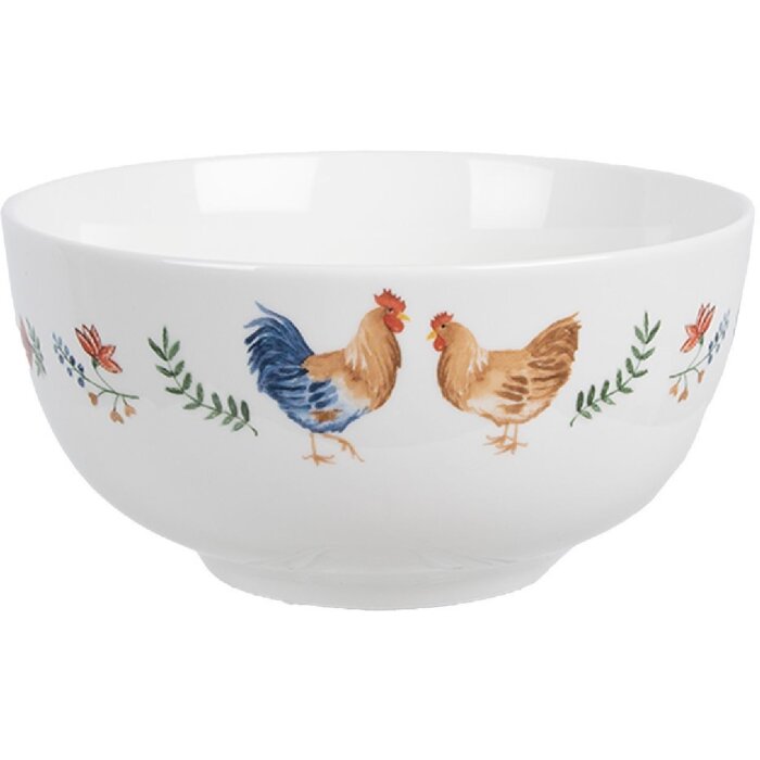 Clayre & Eef CARYBO castron ceramic alb Ø 14x7 cm 500 ml stil country