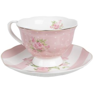 Clayre & Eef SWRKS Kaffeetasse mit Untertasse 12x9x6...