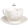 Clayre & Eef WFFKS Ceașcă de cafea cu farfurioară albă 250 ml 12x9x6 cm Ø 14x2 cm