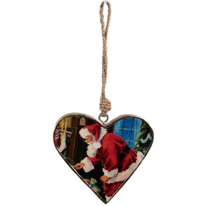 Clayre & Eef 6H2386L Hänger Herz Rot Braun 13x2x13 cm Holz