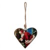 Clayre & Eef 6H2386L Hänger Herz Rot Braun 13x2x13 cm Holz
