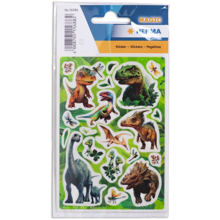 HERMA 15688 Sticker Dino World Folie 20 Stück realistische Dino-Motive