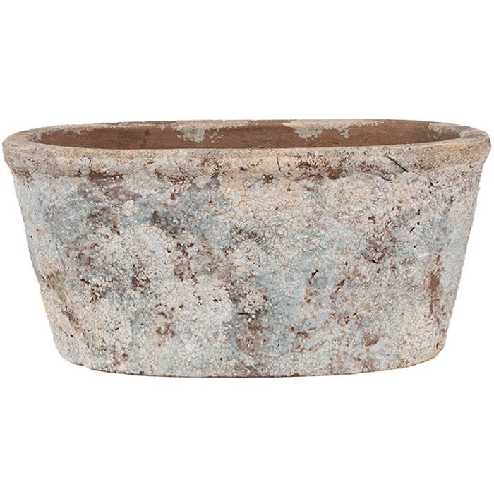 Clayre & Eef 6TE0528L Ghiveci de flori teracotă bej albastru 26x13x12 cm Stil rustic