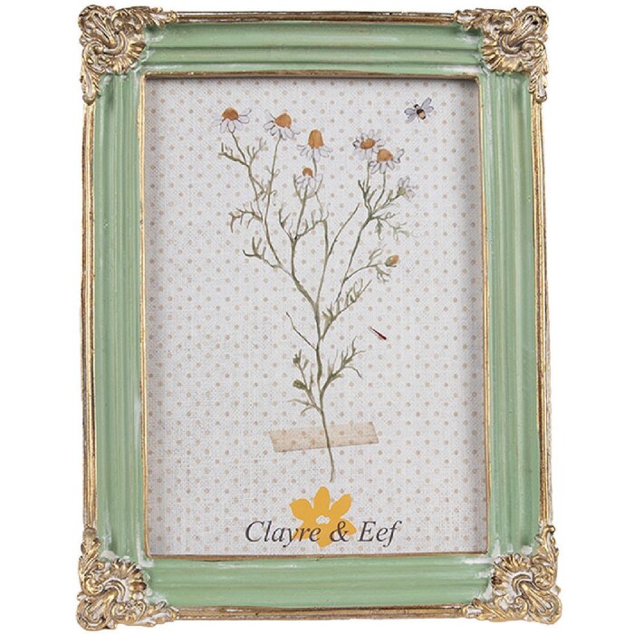 Clayre & Eef 2F1141 Cadru foto 16x2x21 cm Verde Auriu Colorat Stil Boem