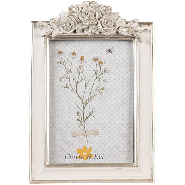 Clayre & Eef 2F1142 Bilderrahmen Weiß Silber 14x2x22 cm / 10x15 cm