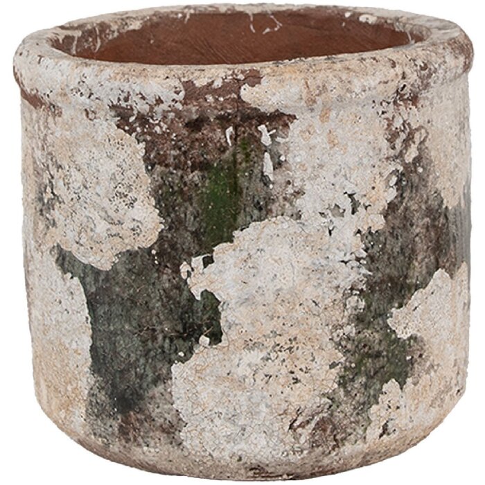 Clayre & Eef 6TE0516L Ghiveci de flori teracotă bej verde Ø 17x15 cm Stil rustic