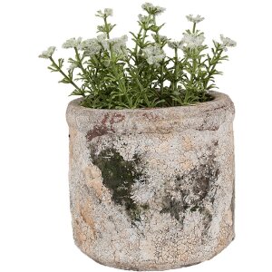 Clayre & Eef 6TE0516S Blumentopf Terrakotta Beige Grün Ø 12x11 cm Landhausstil
