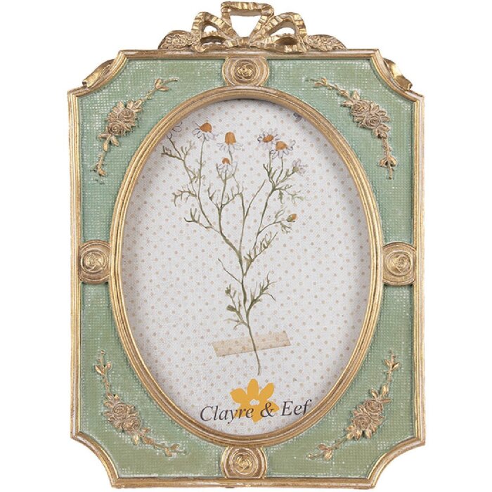 Clayre & Eef 2F1154 Cadru foto verde auriu 16x2x24 cm 13x18 cm