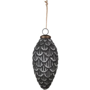 Clayre & Eef 6GL4510 Christbaumkugeln Set 4 Grau Ø 8x15 cm