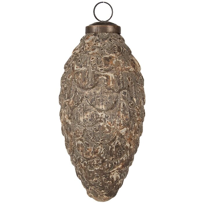 Clayre & Eef 6GL4513 Christbaumkugel Beige Grau Ø 7x15 cm Glas