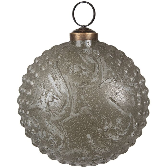 Clayre & Eef 6GL4515 Pom de Crăciun din sticlă gri 10x5x10 cm