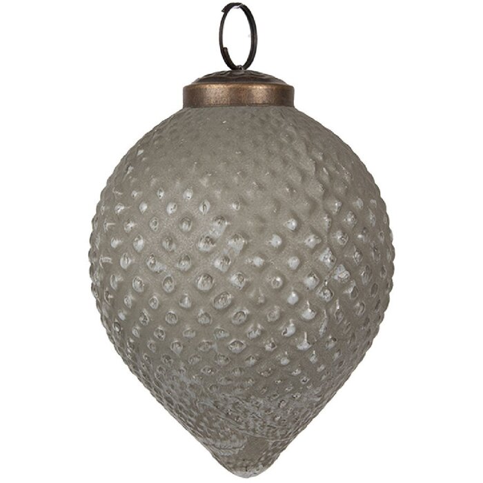 Clayre & Eef 6GL4516 Pom de Crăciun din sticlă gri Ø 8x10 cm