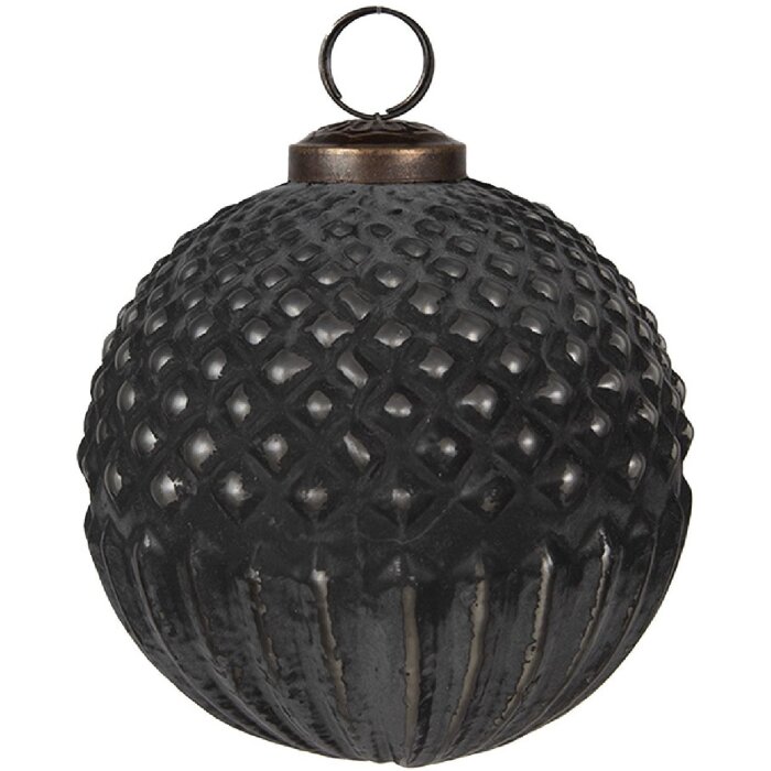 Clayre & Eef 6GL4686 Glob de Crăciun negru Ø 10x10 cm