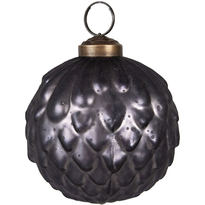 Clayre & Eef 6GL4698 Christbaumkugel Grau Ø 8x8 cm Glas Bohemien Design