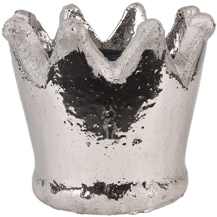 Clayre & Eef 6TE0540M Blumentopf Terrakotta Silber Ø 15x14 cm