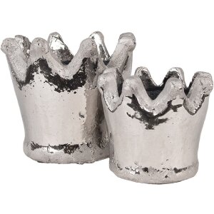 Clayre & Eef 6TE0540M Blumentopf Terrakotta Silber Ø 15x14 cm