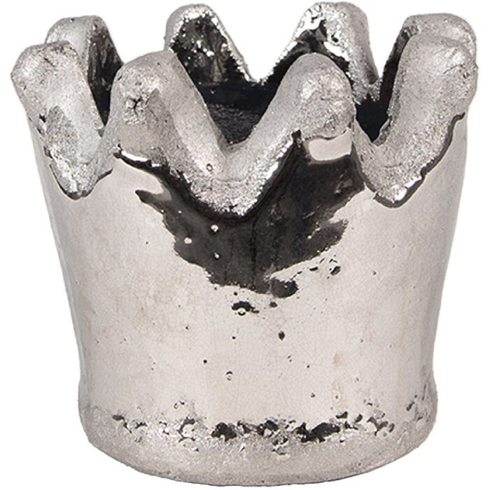 Clayre & Eef 6TE0540S Ghiveci de flori argintiu Ø 12x10 cm stil country