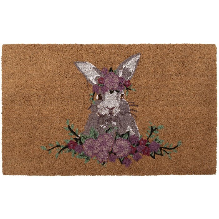 Clayre & Eef Covoraș pentru ușă Brown Beige 75x45x1 cm Romantic Coconut Fibre PVC