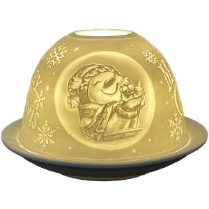 Clayre & Eef 6CE1822 Teelichthalter Merry Christmas Ø 12x8 cm Weiß