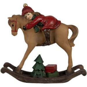 Clayre & Eef 6PR4181 Decorațiune copil pe un cal balansoar 11x4x10cm