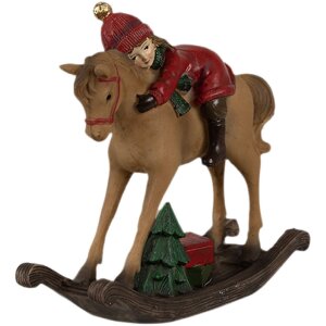 Clayre & Eef 6PR4181 Decorațiune copil pe un cal balansoar 11x4x10cm