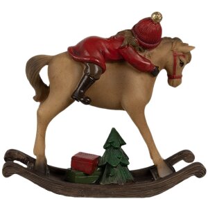 Clayre & Eef 6PR4181 Decorațiune copil pe un cal balansoar 11x4x10cm