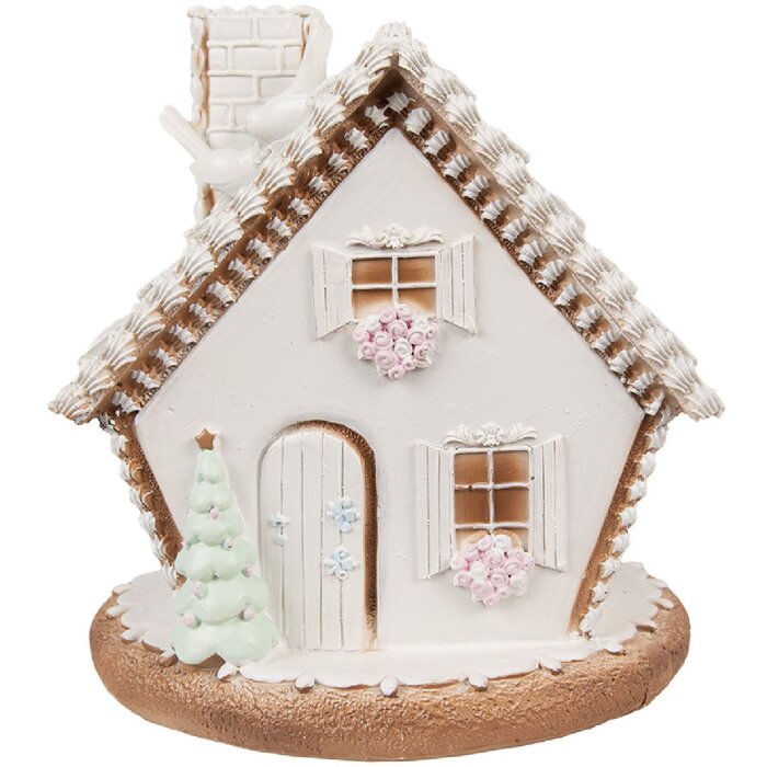 Clayre & Eef 6PR4349 Dekoration Haus mit LED 17x16x17 cm 3xAAA