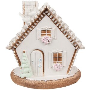 Clayre & Eef 6PR4349 Dekoration Haus mit LED 17x16x17 cm 3xAAA