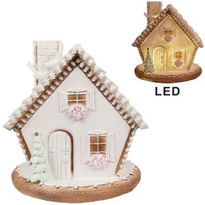 Clayre & Eef 6PR4349 Dekoration Haus mit LED 17x16x17 cm 3xAAA