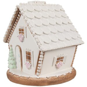 Clayre & Eef 6PR4349 Dekoration Haus mit LED 17x16x17 cm 3xAAA