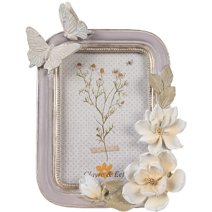 Clayre & Eef 2F1117 Bilderrahmen Violett Silber 17x3x23 cm 10x15 cm